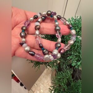 honora gray pearls amethyst stretch  Bracelets two new !